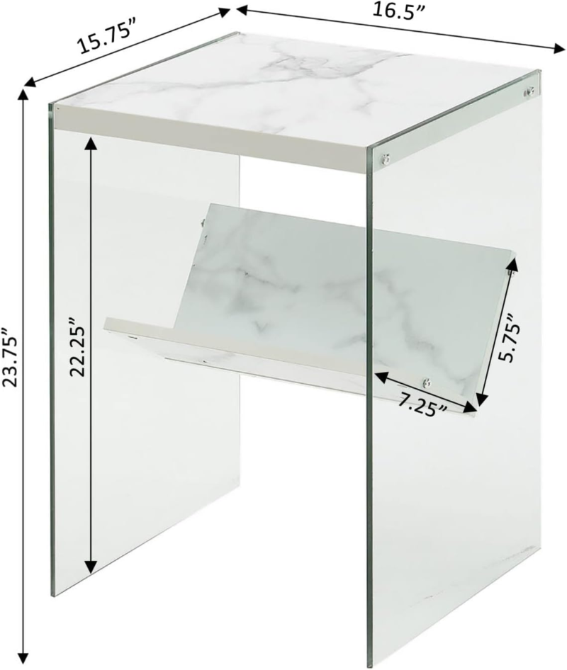 Soho End Table, Faux White Marble, 15.75 in X 16.5 in X 23.75 In - Image 3