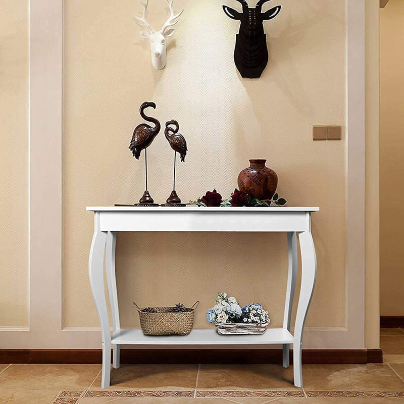 Narrow Console Table, Chic Accent Sofa Table, Entryway Table, White - Image 6