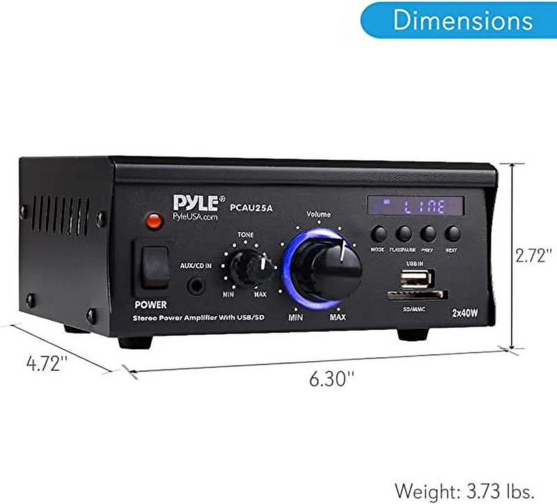 Audio Power Amplifier System - 2X40W Dual Channel Mini Theater Power Stereo Sound Receiver Box - Image 3