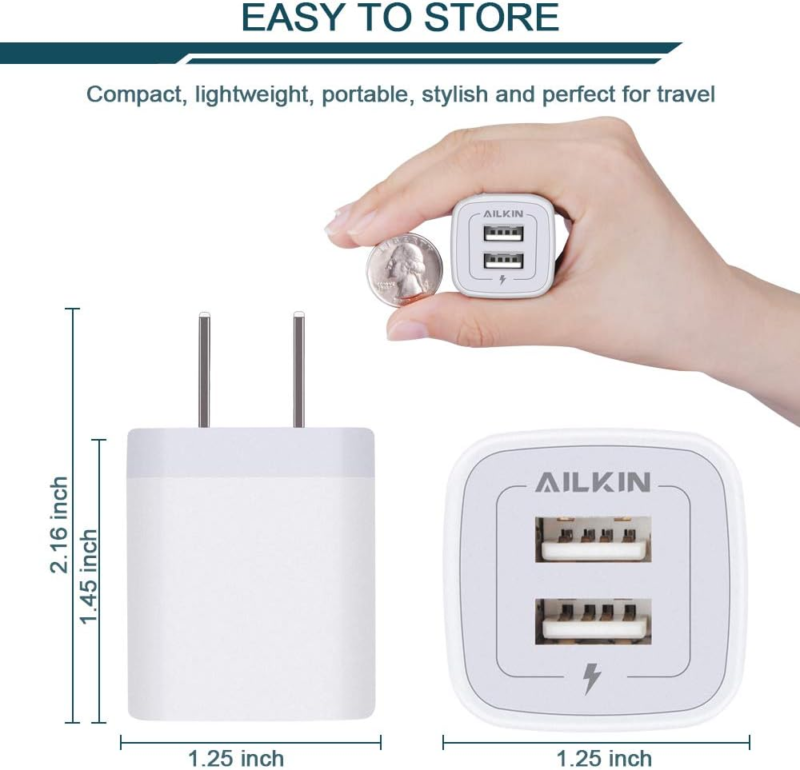 2 Port Charging Box,  6-Pack USB Charger Plug Block, Fast Charging Brick Compatible with Iphone 7/7 Plus,Iphone 6/6Plus, Samsung Galaxy S7/S6, Sony, Motorola, HTC, LG Android Tablets and More - Image 2