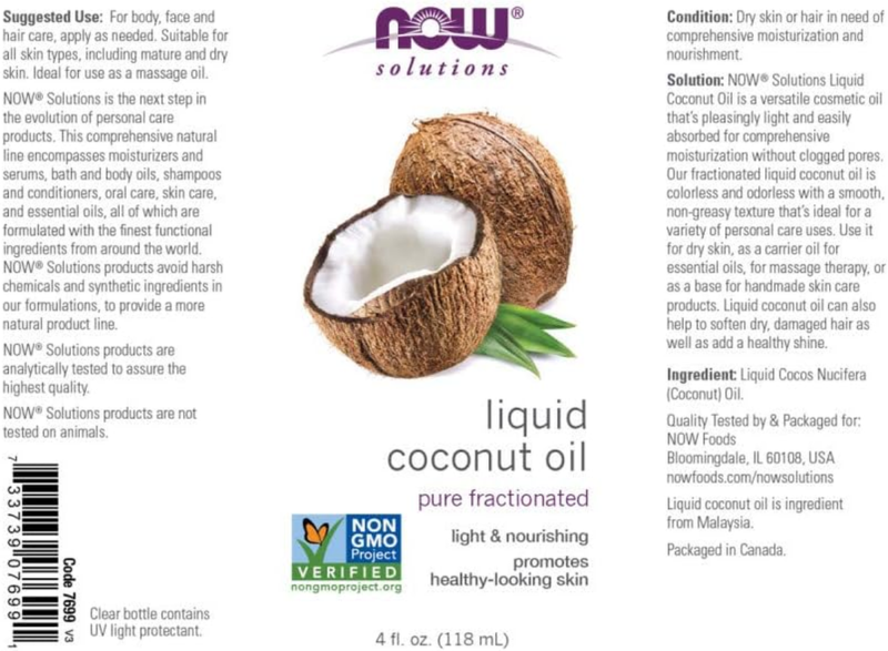 NOW Solutions, Liquid Coconut Oil, Light and Nourishing, Promotes Healthy-Looking Skin and Hair, 4-Ounce - Image 2