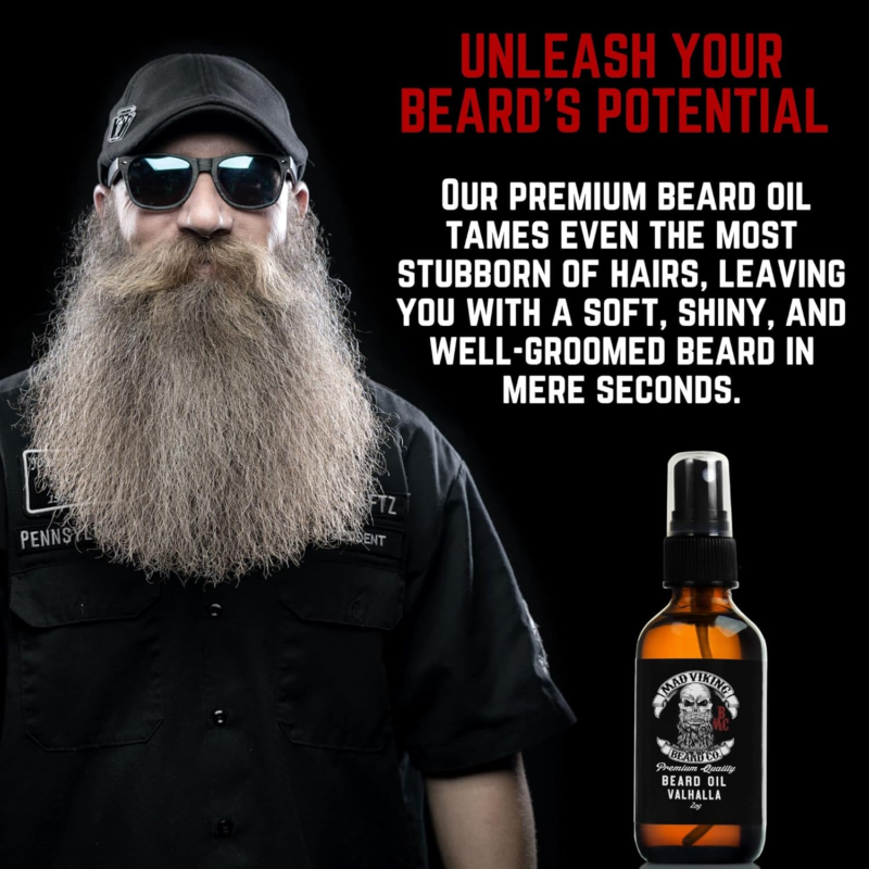 Mad Viking Beard Co. - Premium Beard Oil for All Lengths, All-Natural, Moisturizes Skin, Reduces Beard Itch, Helps Relieve Acne. for a Thicker Fuller Looking Beard. Made in the USA - 2Oz (VALHALLA) - Image 6