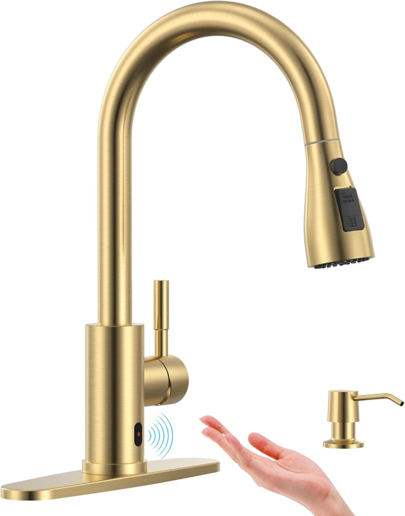 Pull down Kitchen Faucet with Sprayer Oil Rubbed Bronze, Single Handle One Hole High Arc Pull Out Spray Head Kitchen Sink Faucet with Deck Plate - Image 14