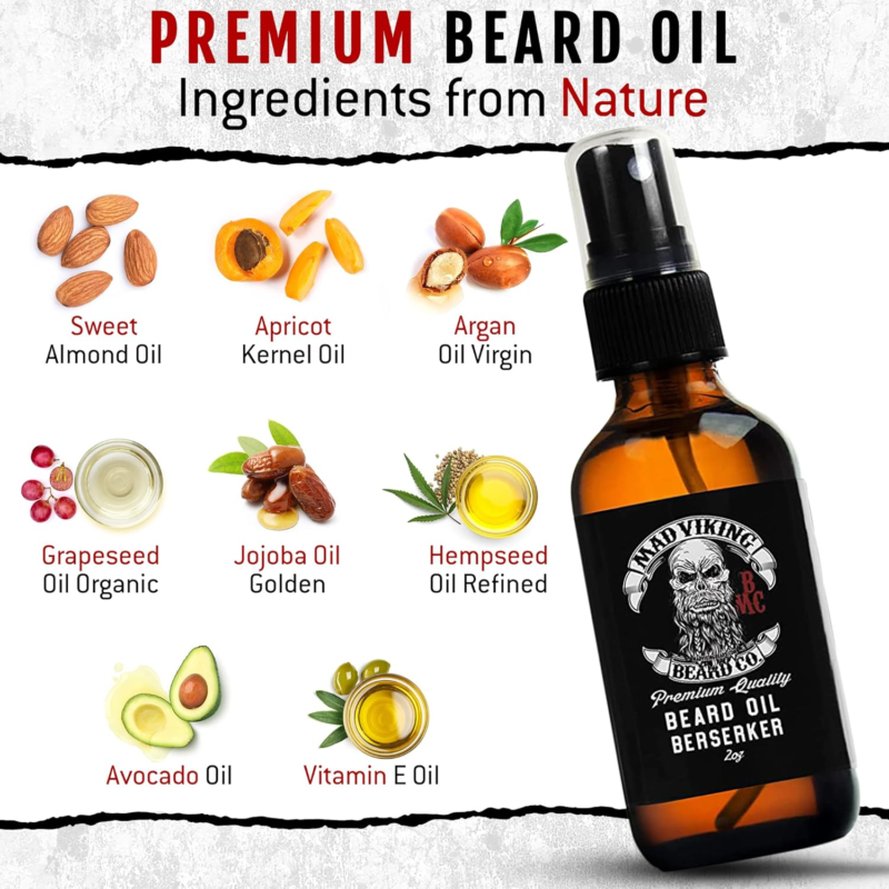 Mad Viking Beard Co. - Premium Beard Oil for All Lengths, All-Natural, Moisturizes Skin, Reduces Beard Itch, Helps Relieve Acne. for a Thicker Fuller Looking Beard. Made in the USA - 2Oz (VALHALLA) - Image 3