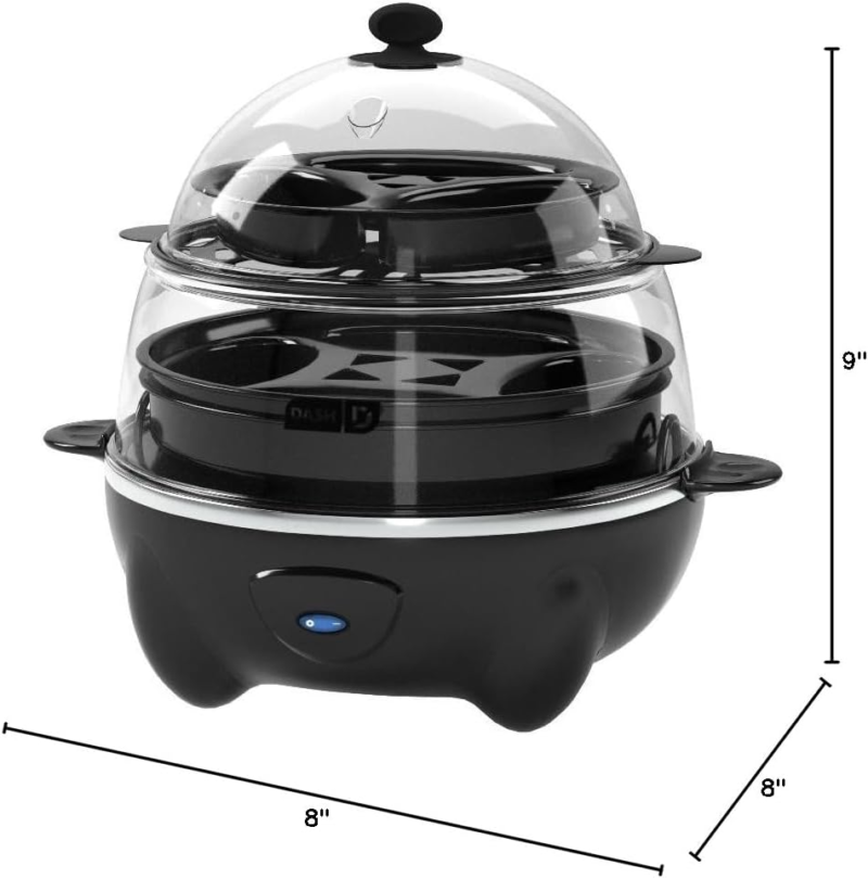 Deluxe Rapid Egg Cooker for Hard Boiled, Poached, Scrambled Eggs, Omelets, Steamed Vegetables, Dumplings & More, 12 Capacity, with Auto Shut off Feature - Black - Image 8