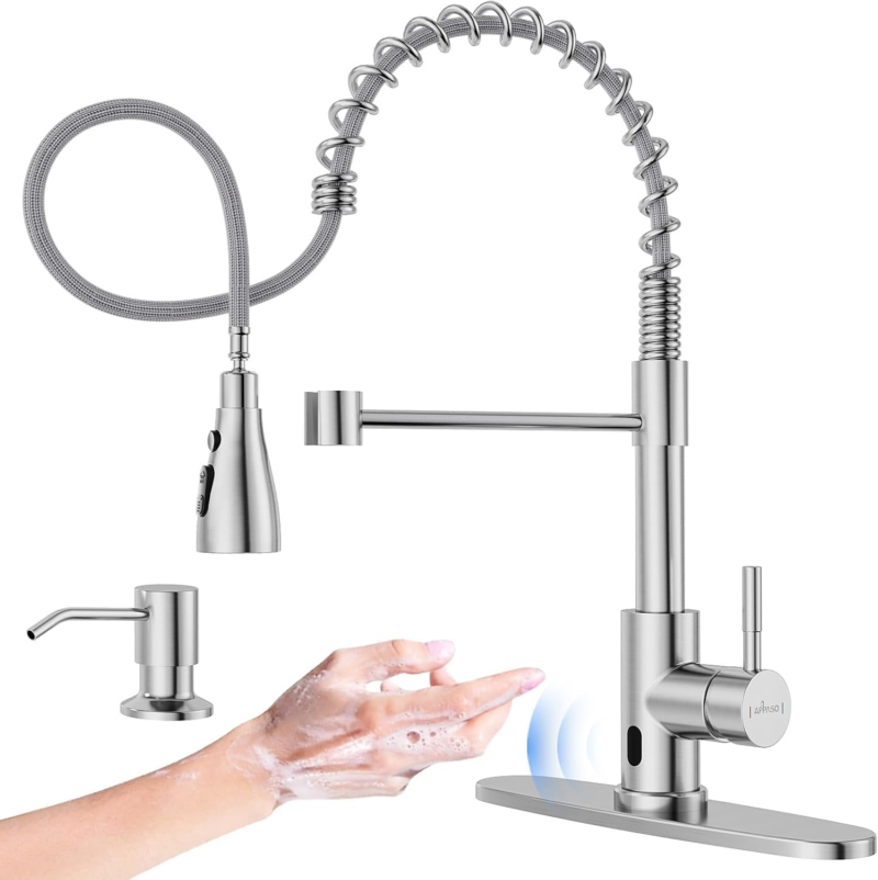 Pull down Kitchen Faucet with Sprayer Oil Rubbed Bronze, Single Handle One Hole High Arc Pull Out Spray Head Kitchen Sink Faucet with Deck Plate - Image 13