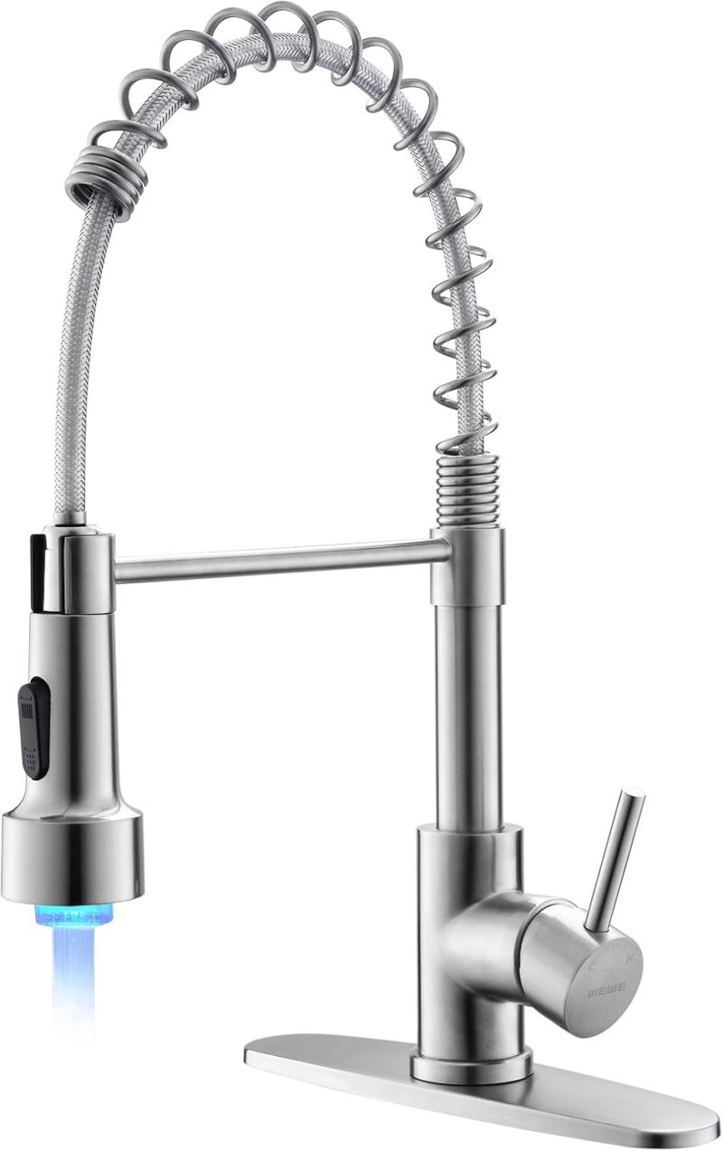 Kitchen Faucets with Pull down Sprayer Commercial Industrial Stainless Steel Single Handle Single Hole Spring Farmhouse RV Sink Faucet, Matte Black Kitchen Faucet for Laundry Utility Room Sink - Image 10