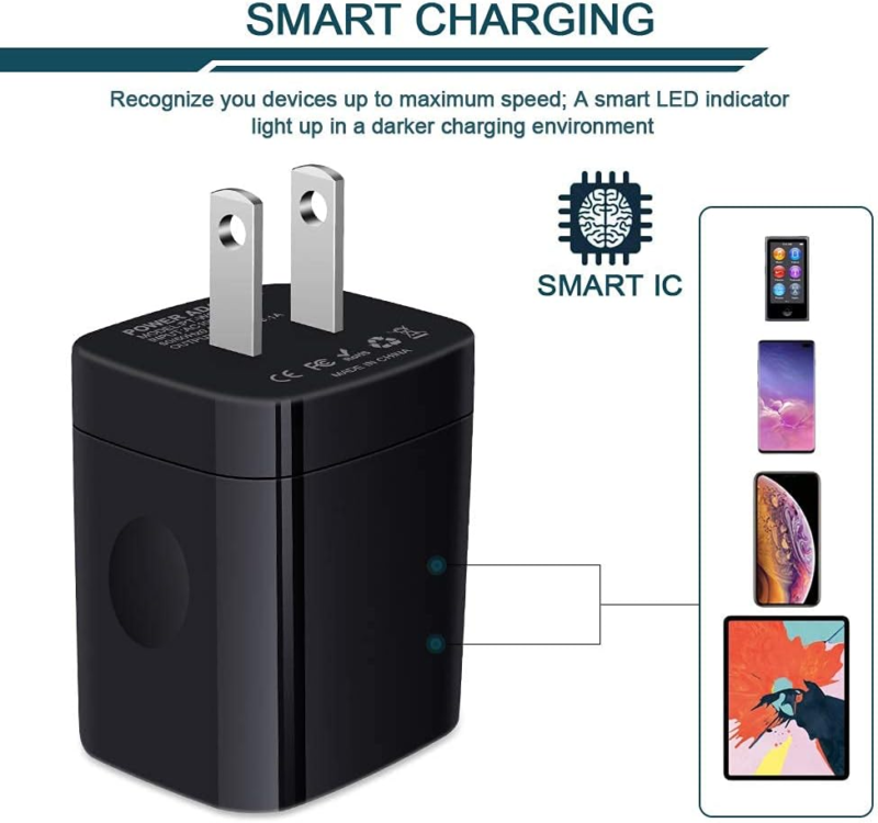 Wall Charger Plug, USB Charger Cube,  3.1A 3-Muti Port USB Adapter Power Plug Charging Station Box Black Base for Iphone 15 14 13 12 11 Pro Max/Se/Xr/Xs/X, Samsung Galaxy Phones USB Charge Block - Image 4