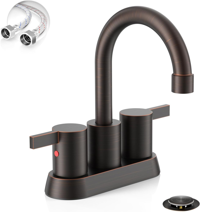 4 Inch 2 Handle Centerset Matte Black Lead-Free Modern Bathroom Faucet, 360 Swivel Spout 2-3 Hole RV Bathroom Vanity Sink Faucet with Pop up Drain and Water Supply Lines，Bf015-1-Mb - Image 17