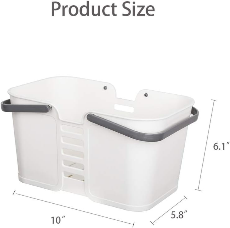 Plastic Storage Baskets with Handles, Storage Bin Shower Caddy Organizer for Bathroom and Kitchen, White - Image 6