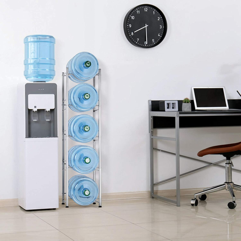 5-Tier Water Jug Rack, 5 Gallon Detachable Water Bottle Holder for Kitchen, Office, Home, Silver - Image 7