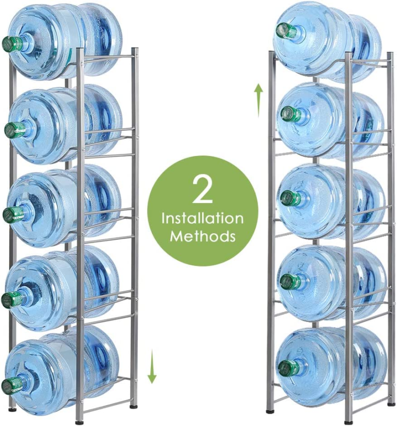 5-Tier Water Jug Rack, 5 Gallon Detachable Water Bottle Holder for Kitchen, Office, Home, Silver - Image 5