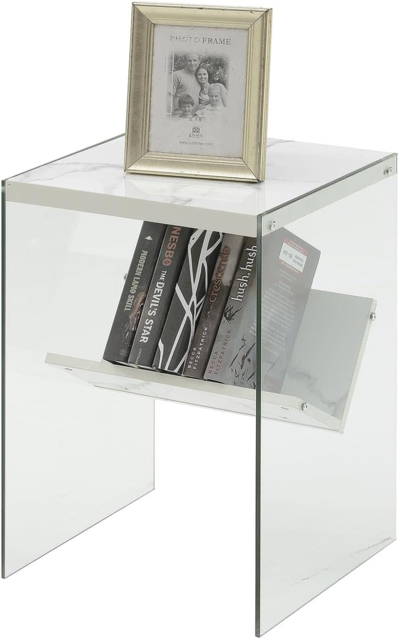 Soho End Table, Faux White Marble, 15.75 in X 16.5 in X 23.75 In - Image 4