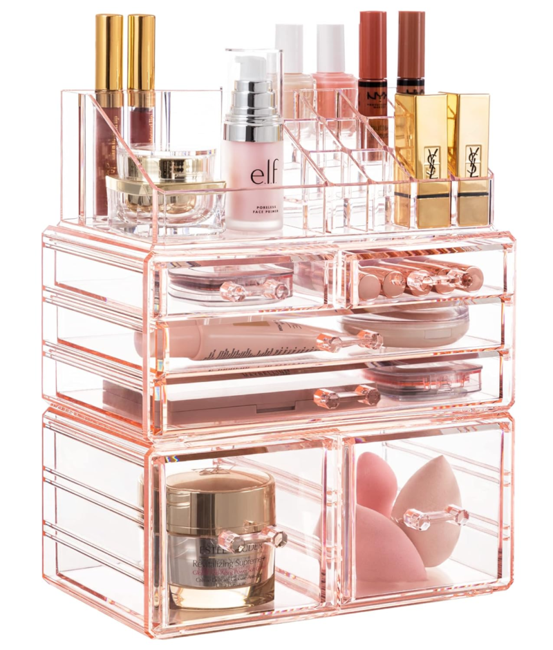 Acrylic Clear Dustproof Makeup Storage Organizer Drawers Large Skin Care Cosmetic Display Cases for Bathroom Stackable Storage Box with 6 Drawers for Vanity (Clear) - Image 8