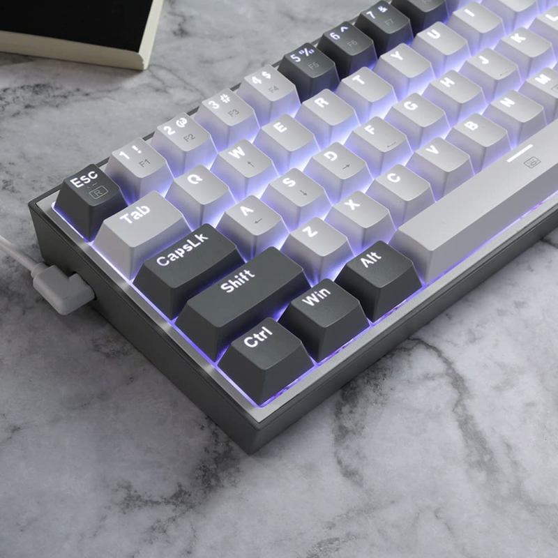 K617 Fizz 60% Wired RGB Gaming Keyboard, 61 Keys Hot-Swap Compact Mechanical Keyboard W/White and Grey Color Keycaps, Linear Red Switch, Pro Driver/Software Supported - Image 8