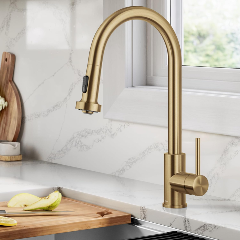 Bolden Commercial Style 2-Function Single Handle Pull down Kitchen Faucet in Brushed Gold, KPF-1610BG - Image 20