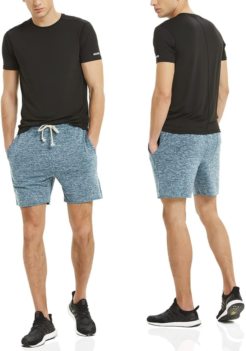 Mens Lounge Shorts Knit Terry Cloth Drawstring Athletic Sweat Shorts with Pockets 6 Inch - Image 3