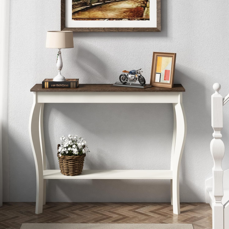 Narrow Console Table, Chic Accent Sofa Table, Entryway Table, White - Image 8