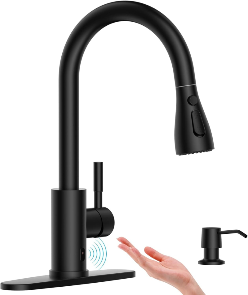 Pull down Kitchen Faucet with Sprayer Oil Rubbed Bronze, Single Handle One Hole High Arc Pull Out Spray Head Kitchen Sink Faucet with Deck Plate - Image 17
