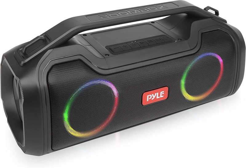 Virtual Assistance RGB Lighting Waterproof Wireless Bluetooth Portable Speaker, Black, PSBWP4