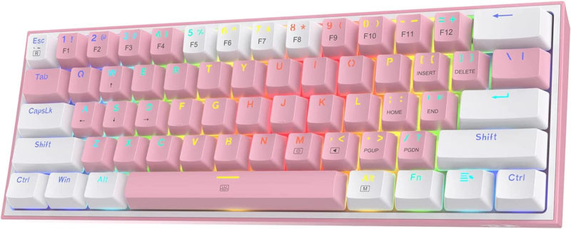 K617 Fizz 60% Wired RGB Gaming Keyboard, 61 Keys Hot-Swap Compact Mechanical Keyboard W/White and Grey Color Keycaps, Linear Red Switch, Pro Driver/Software Supported - Image 10