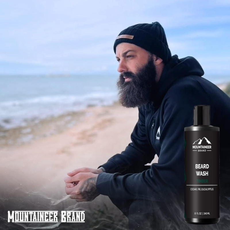 Beard Wash for Men | 100% Natural Beard Shampoo | Thick Cleaning Softening Lather for Hair and Skin | Hydrate and Detangle | Grooming Treatment | Timber Scent 8Oz - Image 5