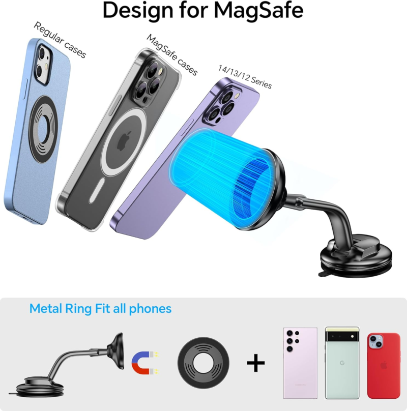 For Magsafe Car Mount【Strong Magnets】Magsafe Windshield Mount Magnetic Phone Holder for Car Dash Windshield Universal Hands Free Car Phone Holder for Iphone 16 15 14 13 Promax plus Magsafe Accessories - Image 7